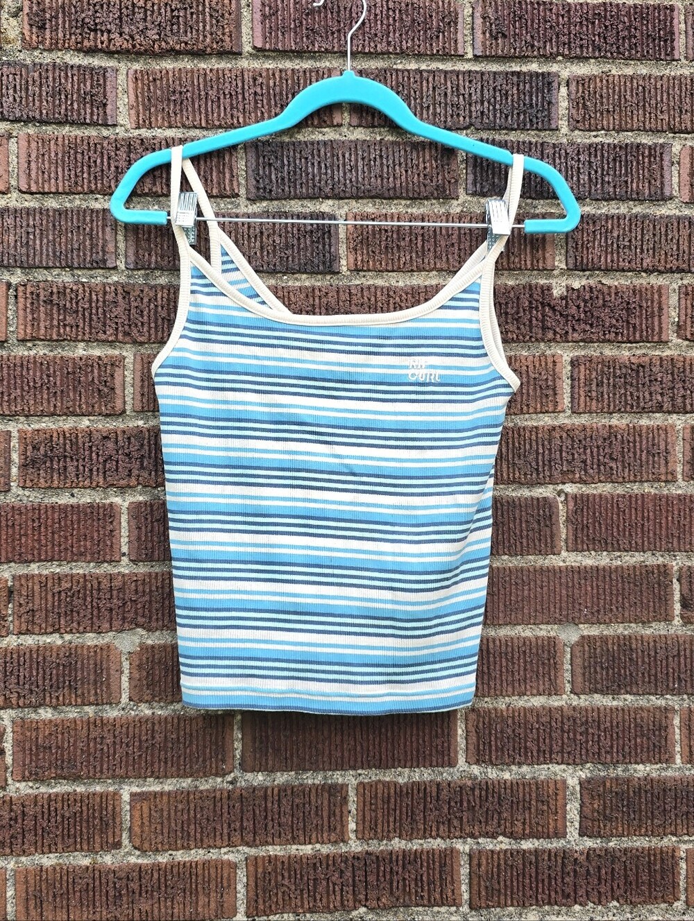 Blue and White Striped Ripcurl Tank Top, Sz M